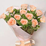 Bouquet Of 12 Peach Roses