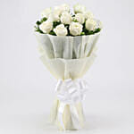 Elegant 12 Pristine White Roses Bouquet