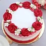 Lovely Red Roses Around Chocolate Cake 1.5 Kg