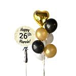 Midnight Black Designer Cake And Balloon Bouquet