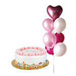Rainbow Red Velvet Cake With Pink Lara Balloon Bunch