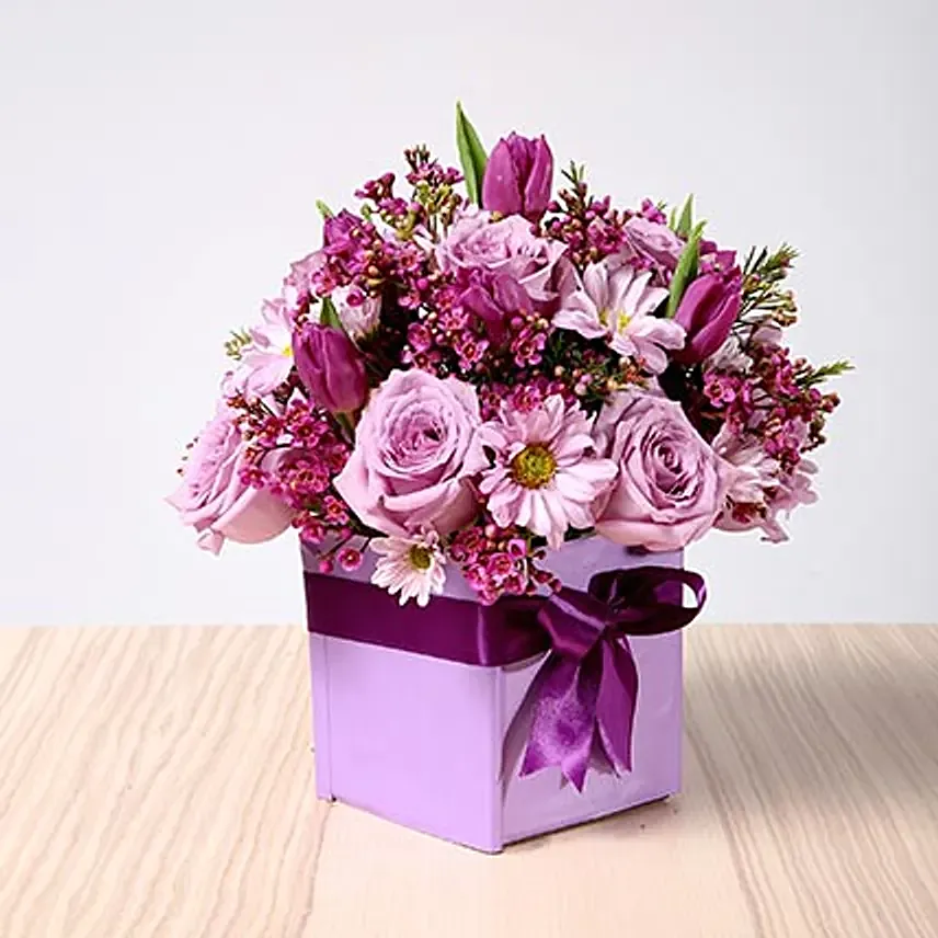 Purple Flowers Vase Arrangement OM