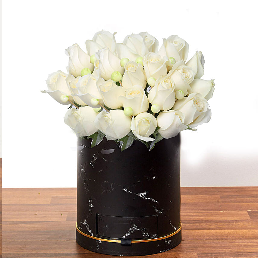 Dazzling White Rose Arrangement OM