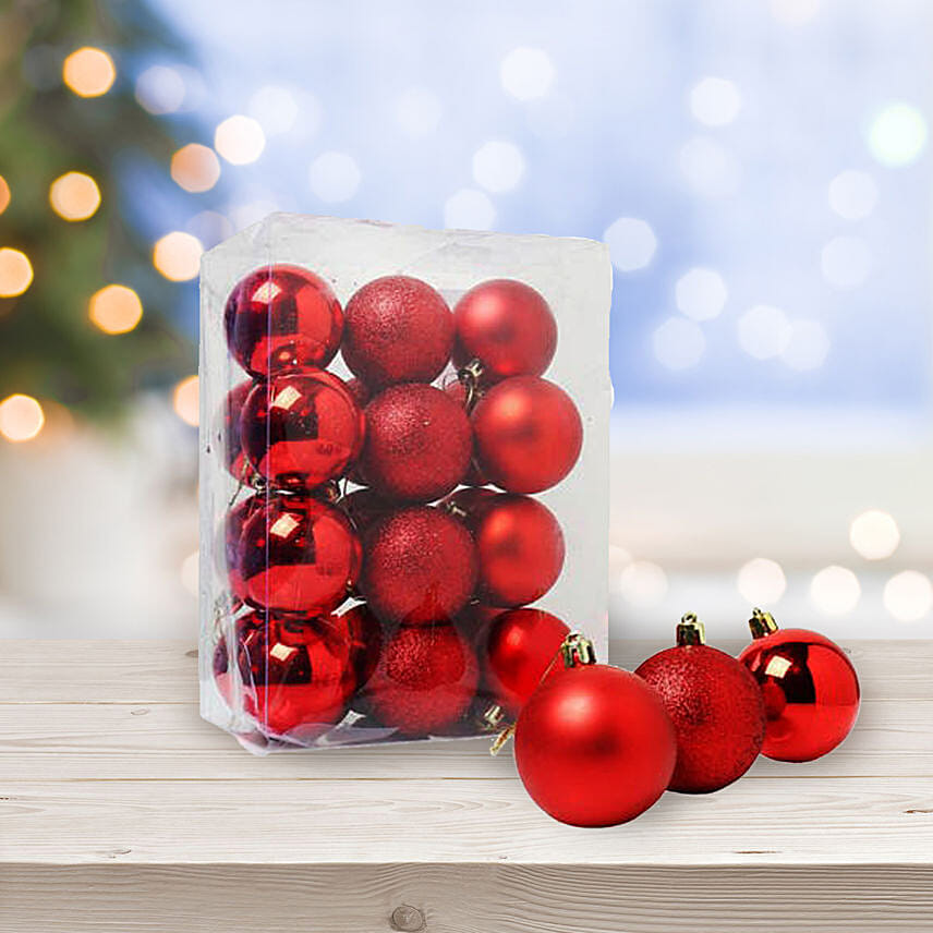 Christmas Decoration Red Baubles 24 Pcs