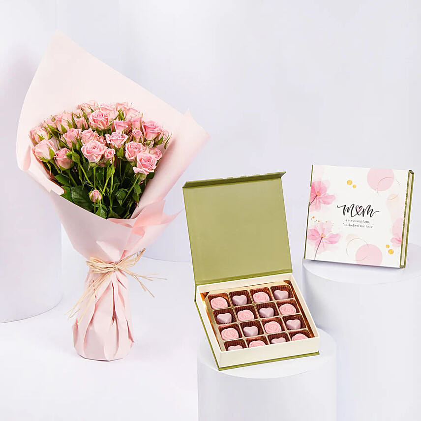 Pink Spray Roses And Chocolates Pink Spray Roses And Chocolates: هدايا عيد الأم في عُمان