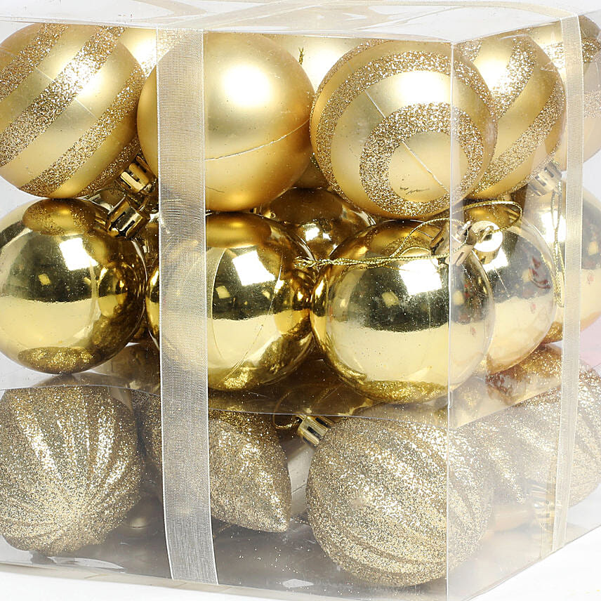 Gold Colour Bauble Pack Of 27 Pcs
