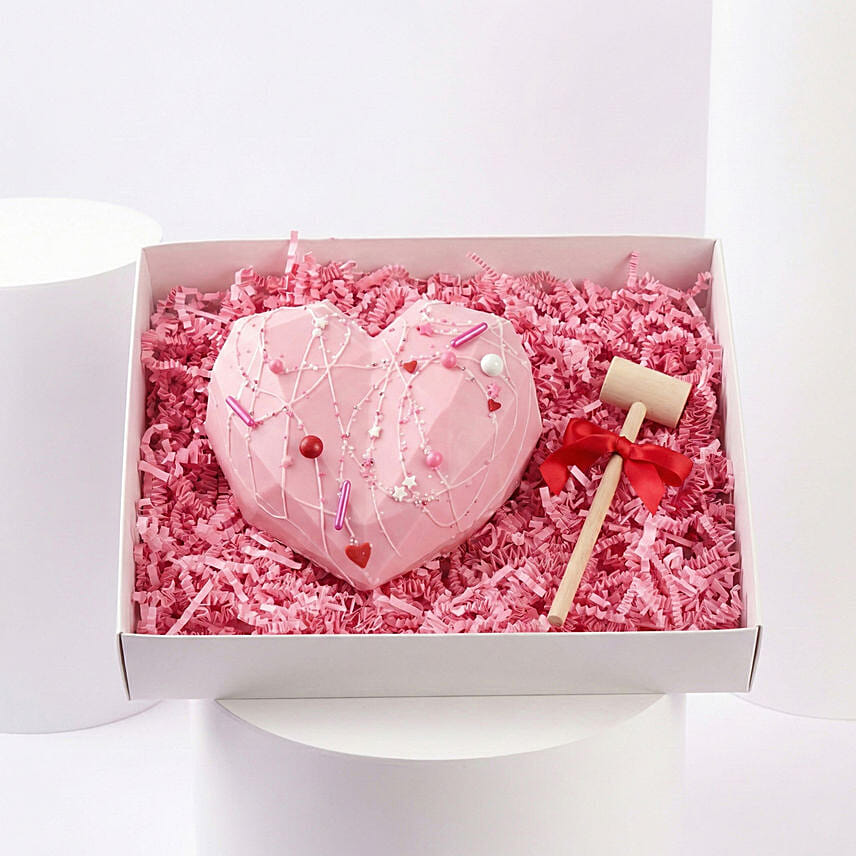 Pink Heart Valentine Cake