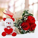 Red Roses and White Teddy Combo OM