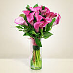 Gracious Pink Calla Lilies Glass Vase