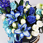 Bloomy Blue Flowers Box Arrangement