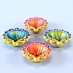 Multi Color Diyas With Soan Papdi And Almond
