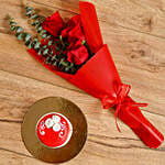 Red Roses Bouquet And Mono Cake Combo