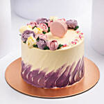 Flowers And Macaroons Chocolate Cake