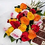 Multicolor Roses n Birthday Chocolates