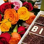 Multicolor Roses n Birthday Chocolates