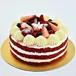 Red Velvet Cake And Fresh Red Roses