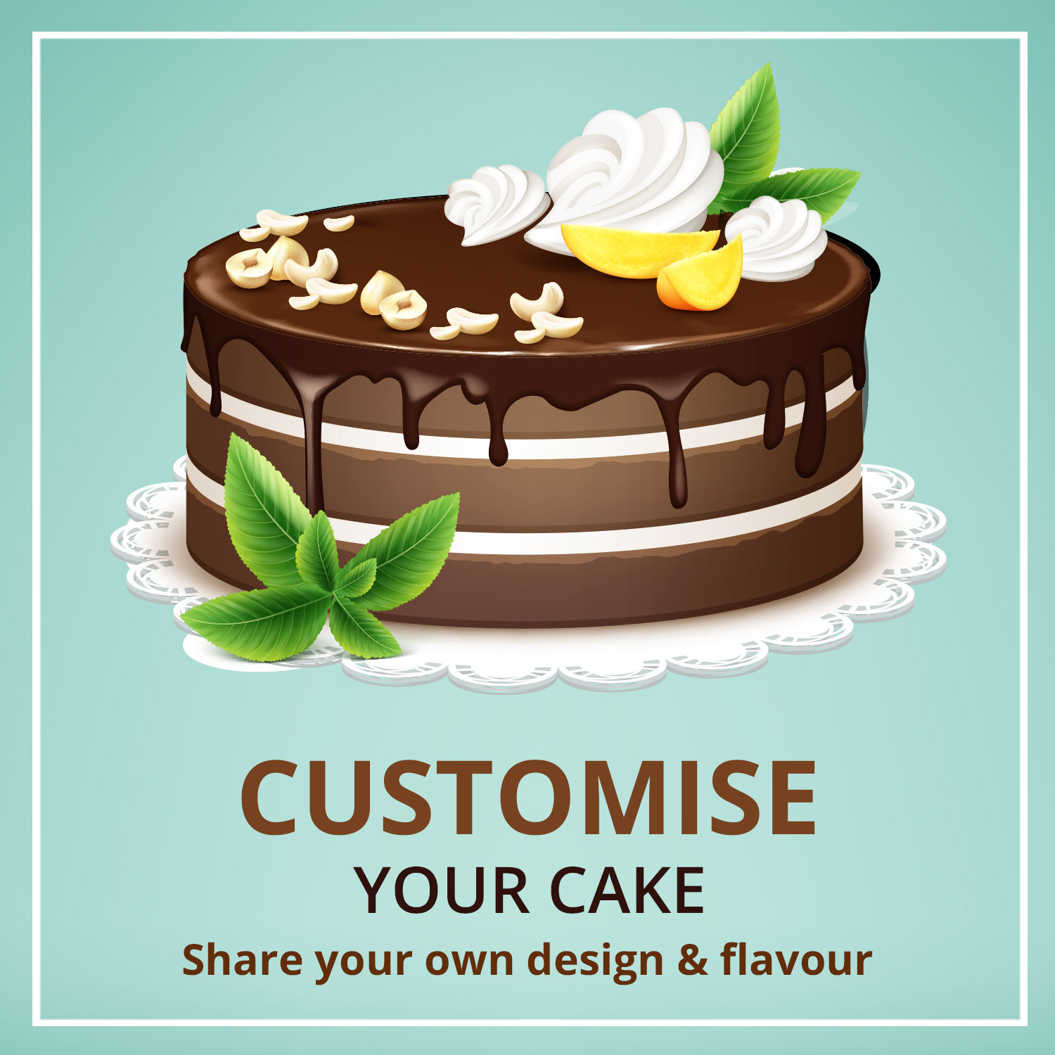 Online Customized Cake Chocolate 16 Portions Gift Delivery in Oman - FNP
