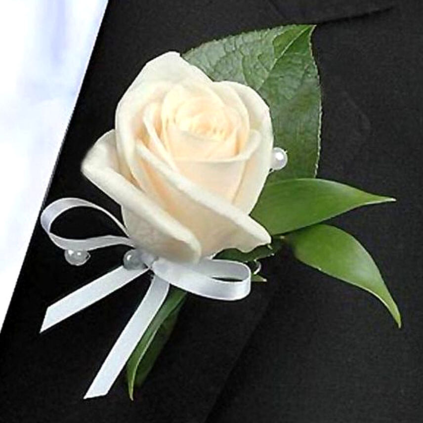 Classy Peach Rose Boutonniere