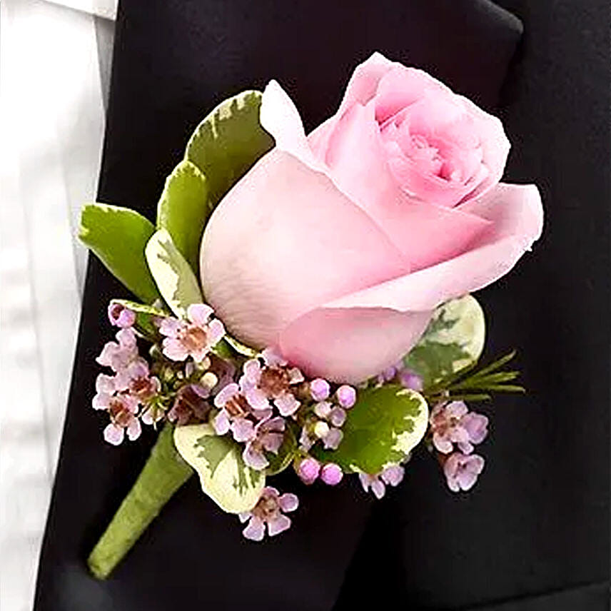 Delicate Pink Rose Boutonniere