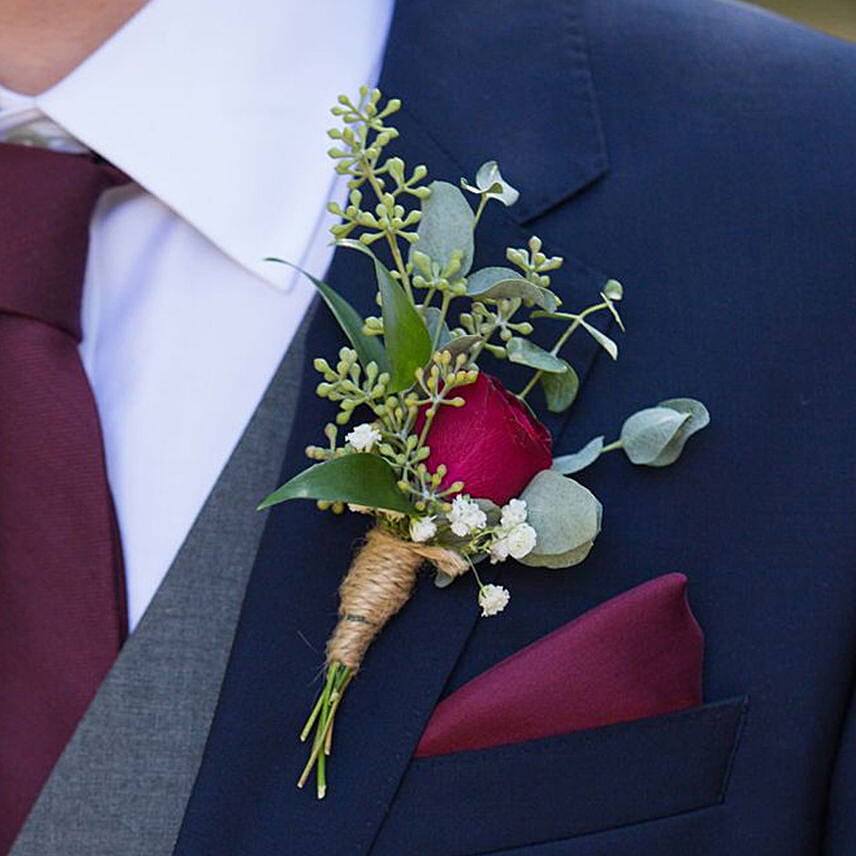 Gorgeous Red Rose Boutonniere