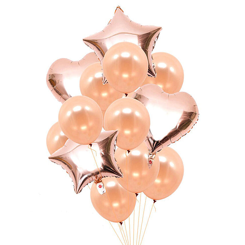 Heart N Star Shaped Rose Gold Balloons