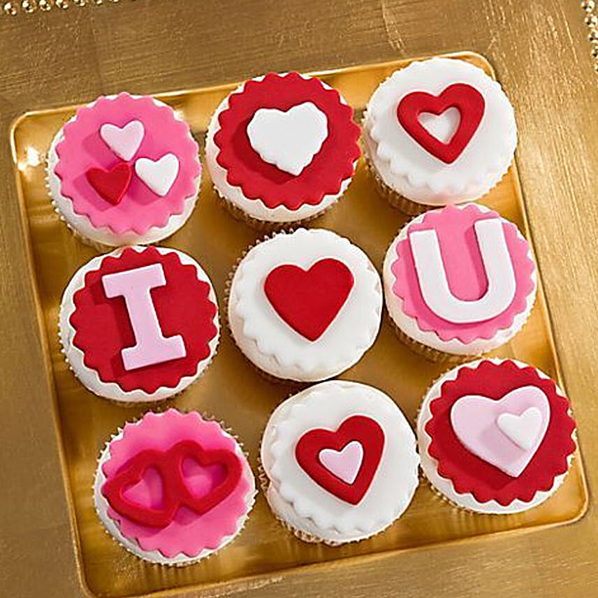 I Love U Designer Vanilla Cupcakes Set Of 9