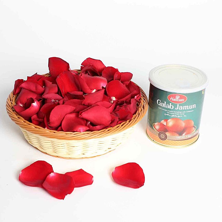 Rose Petals Basket And Sweets