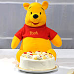 Pooh Soft Toy With Pineapple Cake