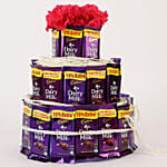 Dairy Milk And Carnations 3 Tier Arrangement