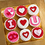 I Love U Designer Vanilla Cupcakes Set Of 9