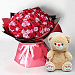 Teddy And 200 Roses Special Bouquet