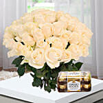 White Roses Bunch And Ferrero Rocher