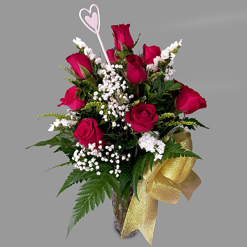 Romantic Red Roses Vase