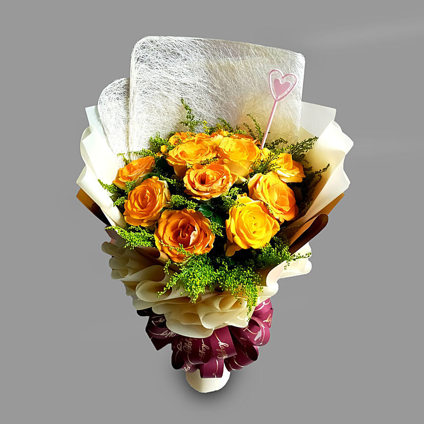 Bright Orange Roses Bouquet