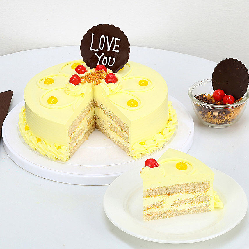 Love You Valentine Butterscotch Cake Half Kg