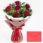 6 Red Roses Bouquet With Greeting Card PH