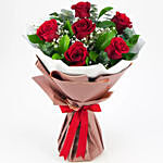 6 Red Roses Bouquet With Greeting Card PH