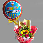 Flowers And Balloon Birthday Surprise