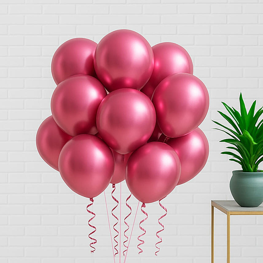 10 Pink Metallic Helium Filled Balloons: Send Balloons To Qatar 