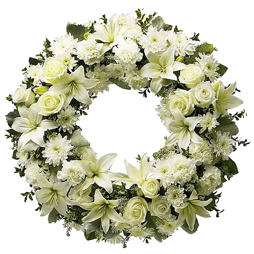 Elegant White Flowers Wreath