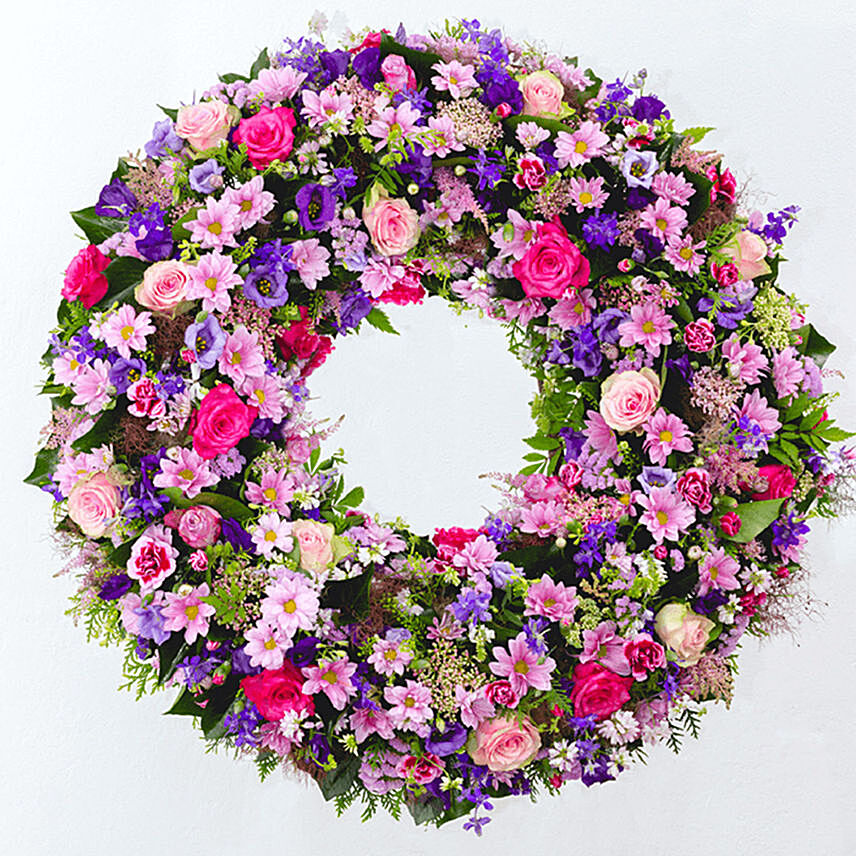 Pink & Purple Flowers Wreath