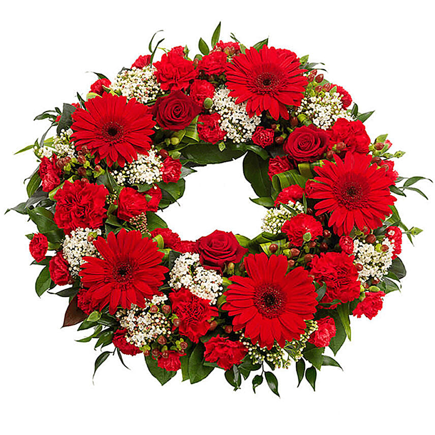 Red Flowers Wreath