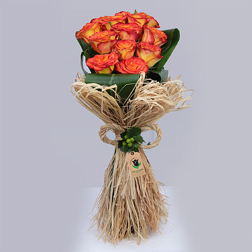 Tropical Tangerine Roses Bouquet