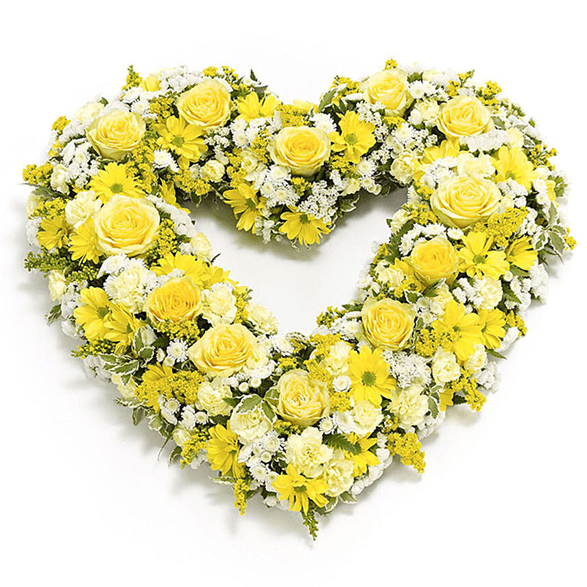 Yellow Flowers Heart Shaped Arrangement