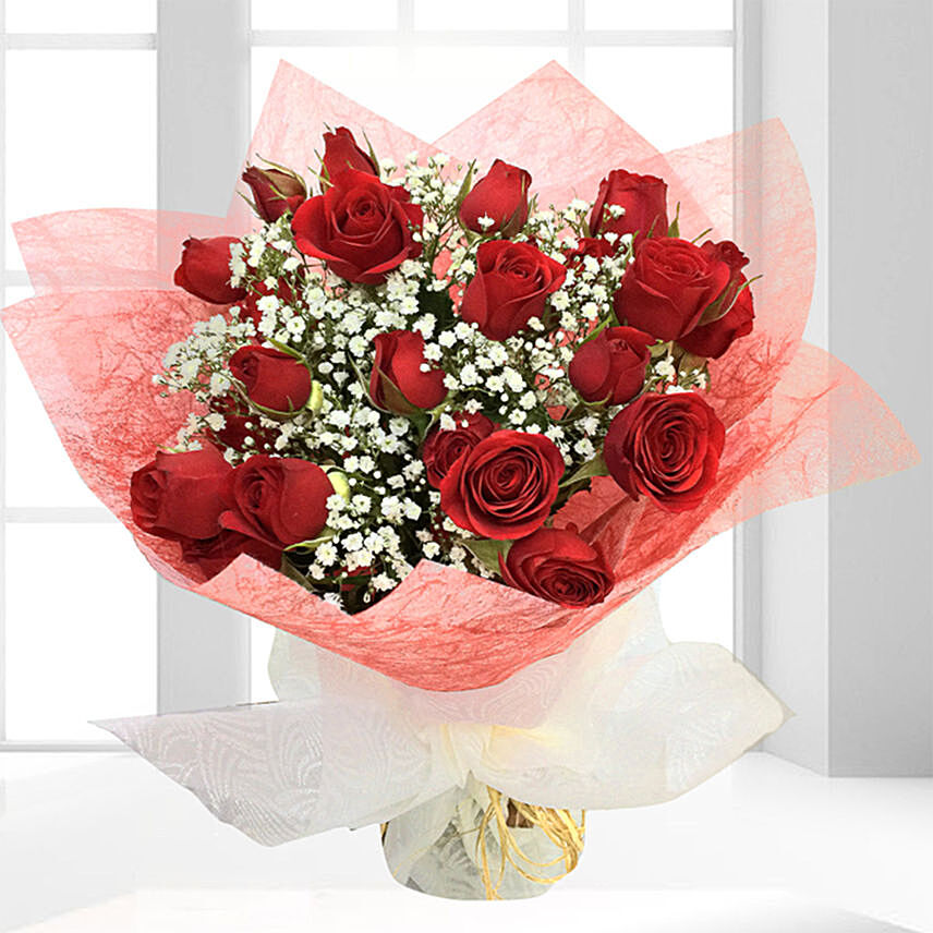 10 Fresh Red Spray Roses Bouquet