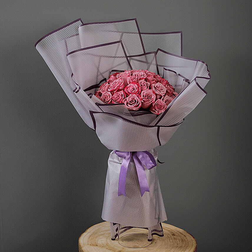30 Stems Deep Purple Roses Bouquet