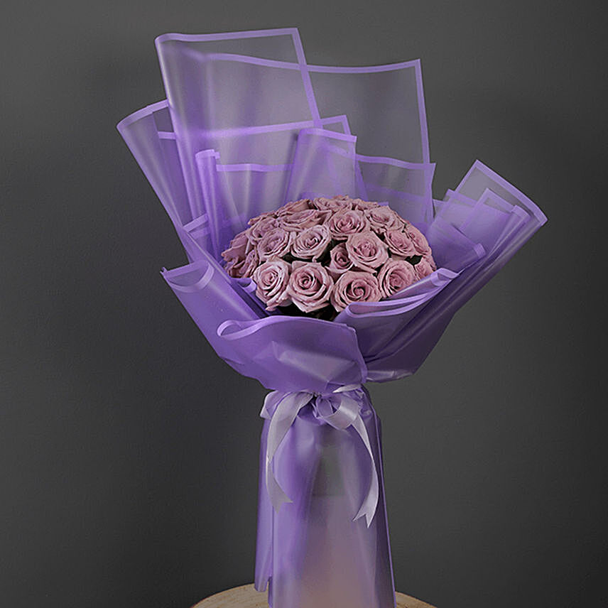 30 Stems Purple Roses Bouquet