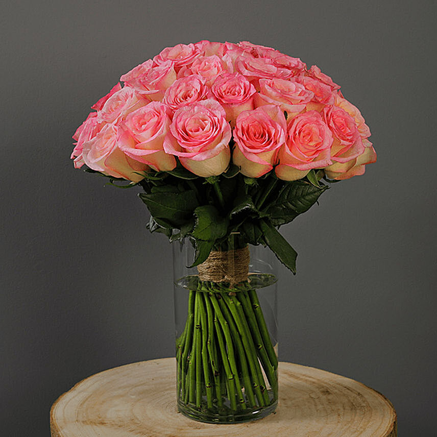 40 Stems Light Pink Roses Vase