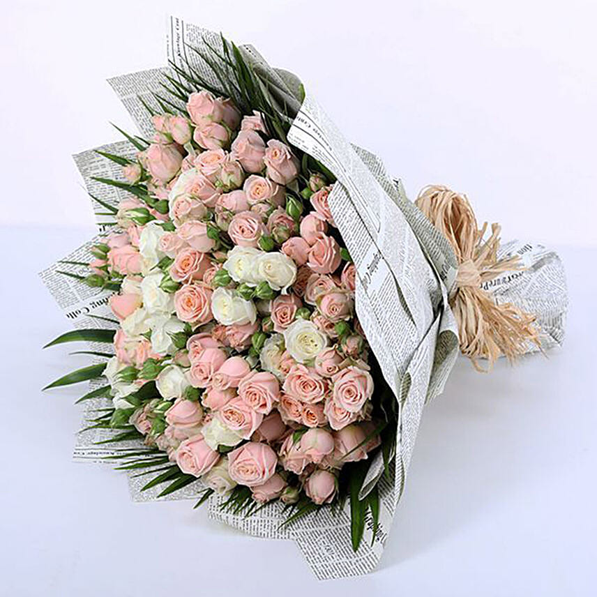 50 Stems of Pink & White Spray Roses Bunch