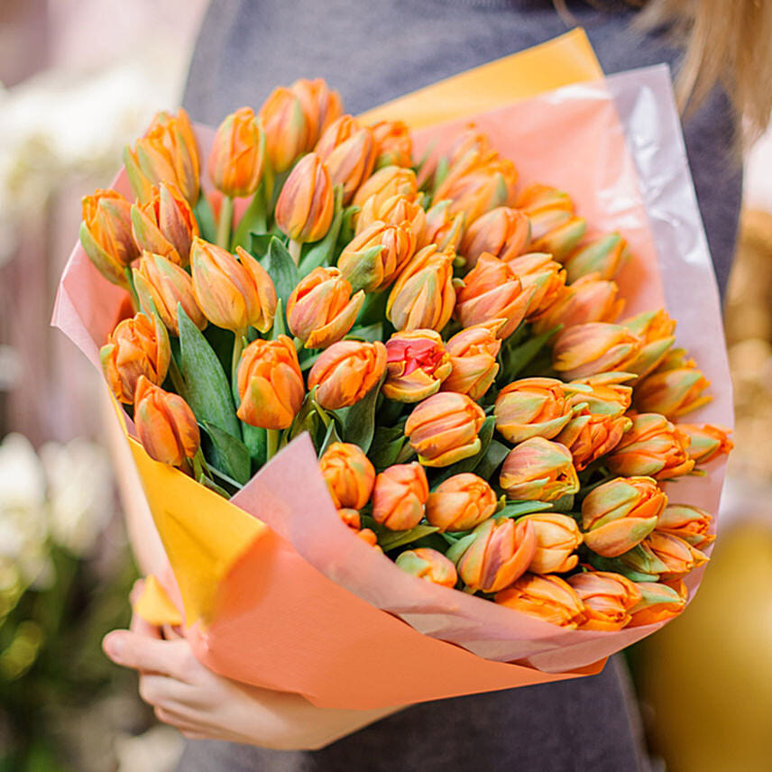 80 Orange Tulips Bouquet